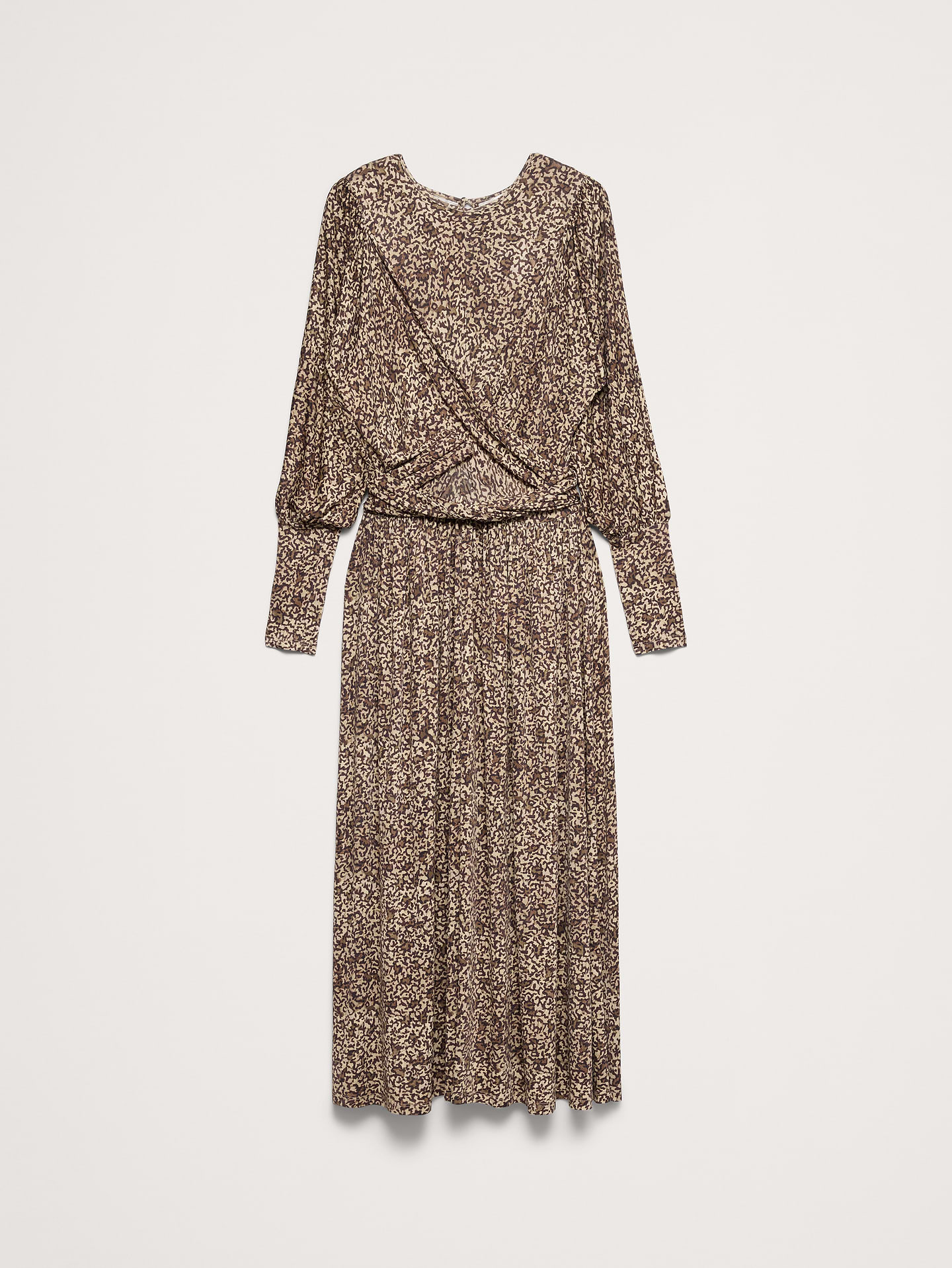 Image 5 of 5, Jersey Draped Gigot Sleeve Maxi Dress