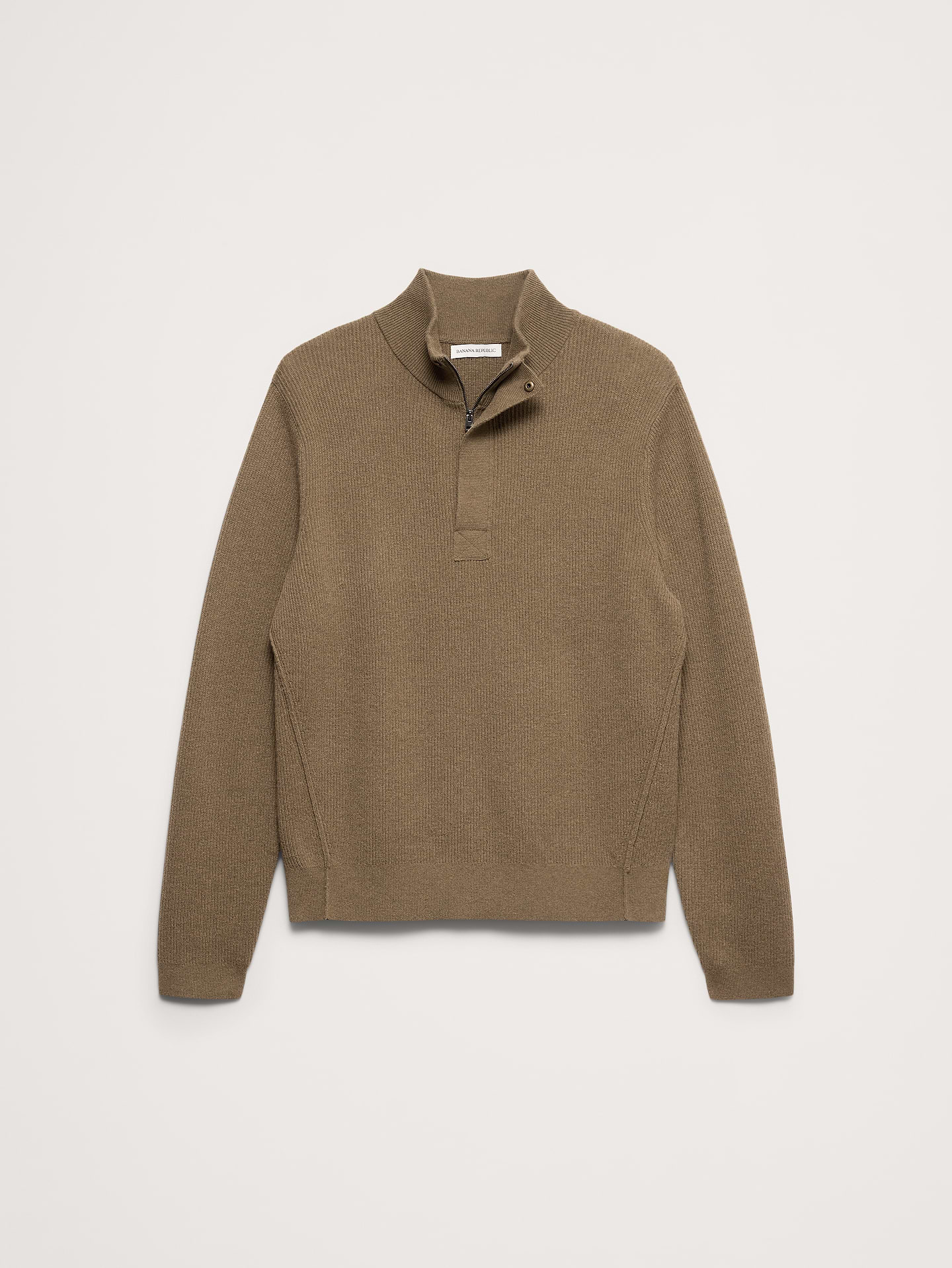Image 5 of 5, Italian Merino-Blend Quarter-Zip Moto Sweater