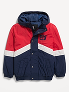 Image 2 of 2, New York Giants Oversized Crinkled Hooded Jacket for Boys