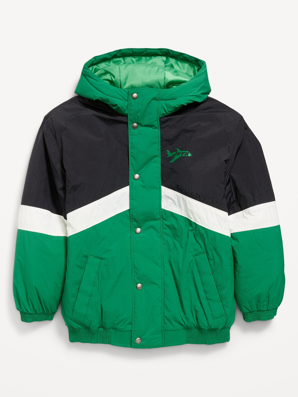 New York Jets Oversized Crinkled Hooded Jacket for Boys | Old Navy