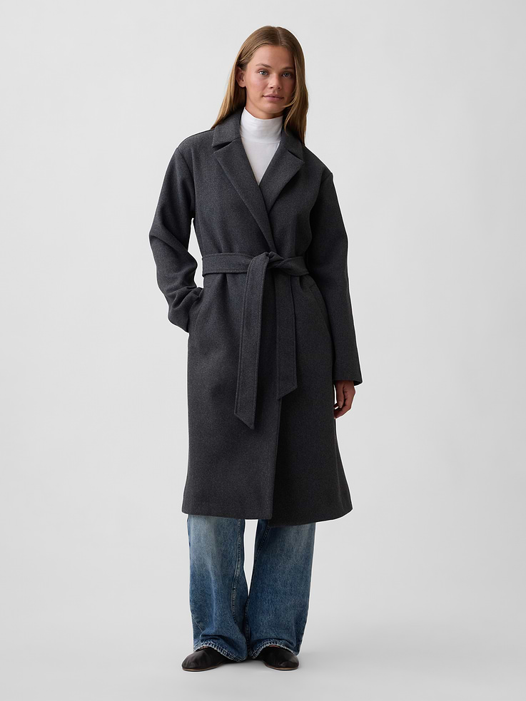 Image 1 of 5, Soft knit., Dropped shoulder, long sleeves., Lapel collar, open front with tie belt at waist., Product #1177949