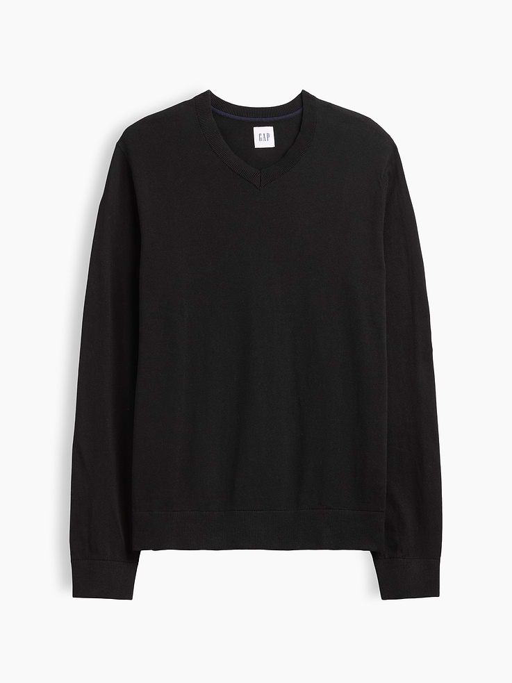 Image 5 of 5, 100% Cotton Cotton V-Neck Sweater