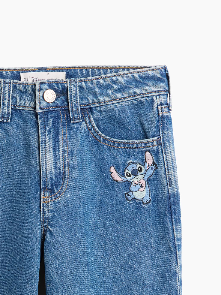 Image 2 of 3, GapKids × Disney Lilo and Stitch High Rise Wide-Leg Jeans