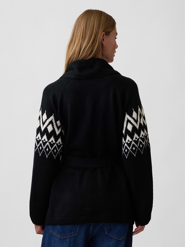 Image 2 of 5, Relaxed Fair Isle Shawl Cardigan