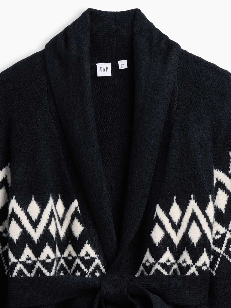 Image 4 of 5, Relaxed Fair Isle Shawl Cardigan