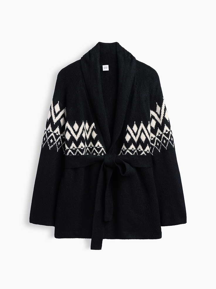 Image 5 of 5, Relaxed Fair Isle Shawl Cardigan