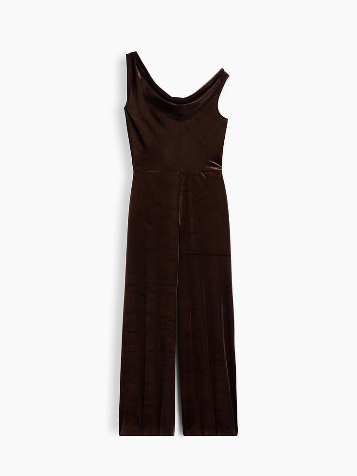 Image 2 of 2, Recycled Velour Cowl-Neck Jumpsuit