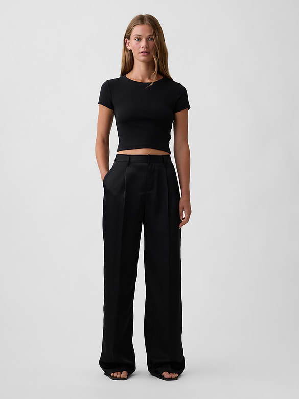 Wide-Leg Satin Trousers