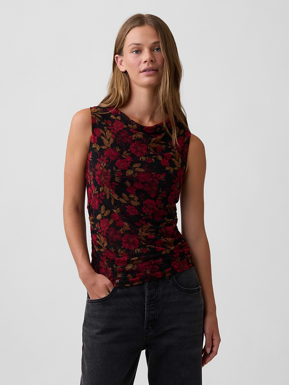 Sleeveless Cowl-Neck Top