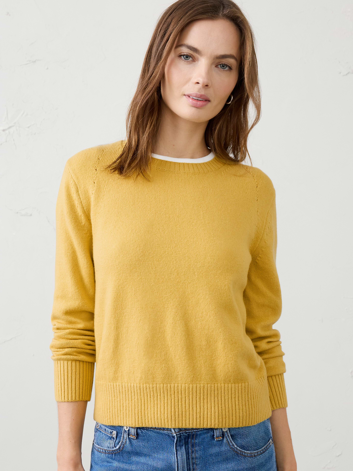 Image 1 of 8, Our sweater is knit from our signature Perfectly Soft yarn—a luxurious blend of cotton with a hint of wool, that feels as cozy as it looks., Crew neck. Long sleeves., Ribbed neck, arm cuffs and hem., Made exclusively for Banana Republic Factory., Product #1176451