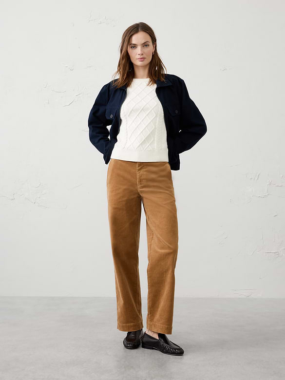 Straight-Leg Mid-Rise Corduroy Pant