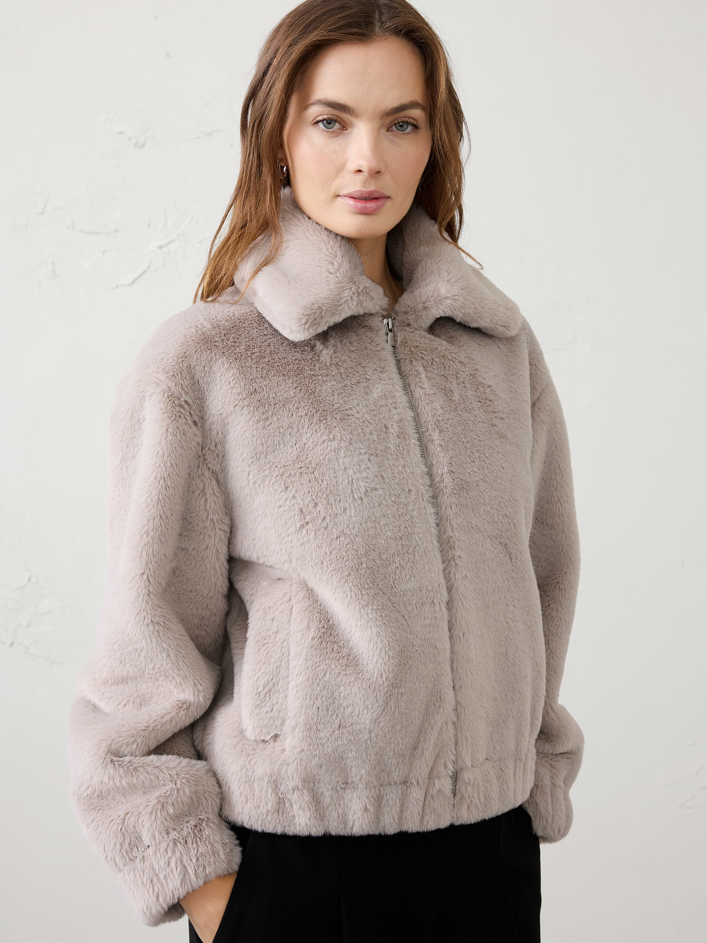 Image 3 of 4, Faux Fur Bubble-Hem Jacket