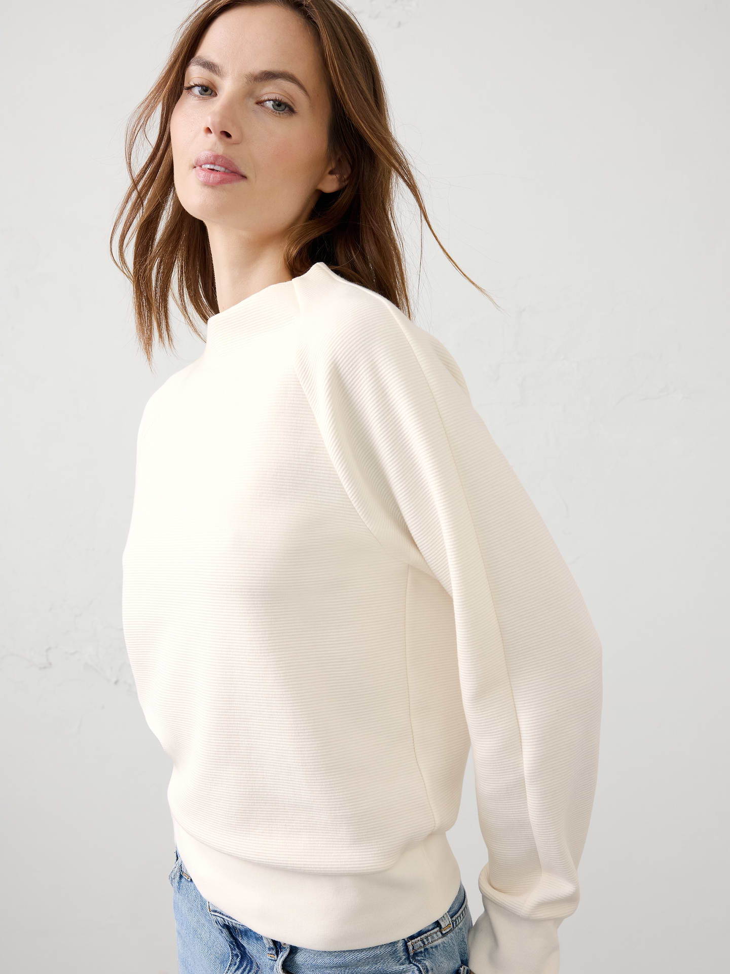 Image 3 of 4, Ottoman Mock-Neck Sweatshirt