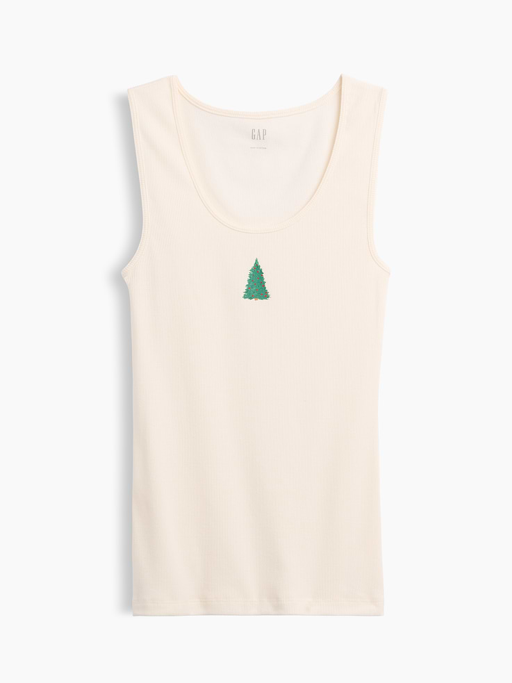 Image 2 of 2, Ribbed PJ Tank Top