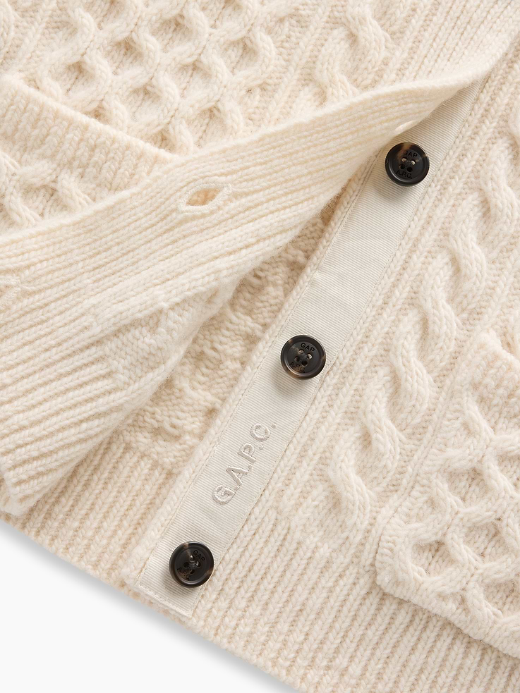 Image 6 of 8, Gap × A.P.C. Wool Cable-Knit Cardigan, Cardmember Early Access