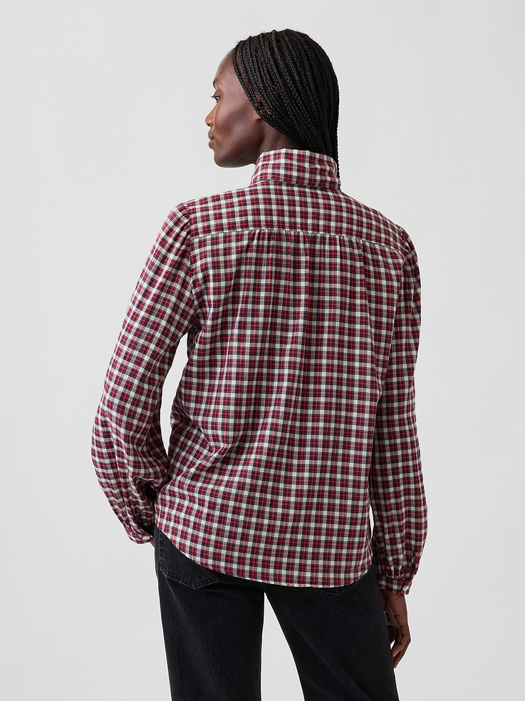 Image 3 of 5, Plaid Tie-Neck Shirt