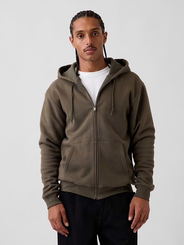 VintageSoft Waffle-Lined Zip Hoodie