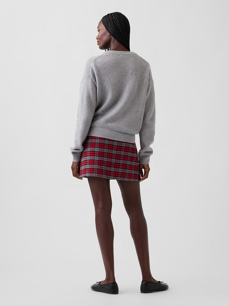Image 2 of 6, Wool-Blend Plaid Belted Mini Skort