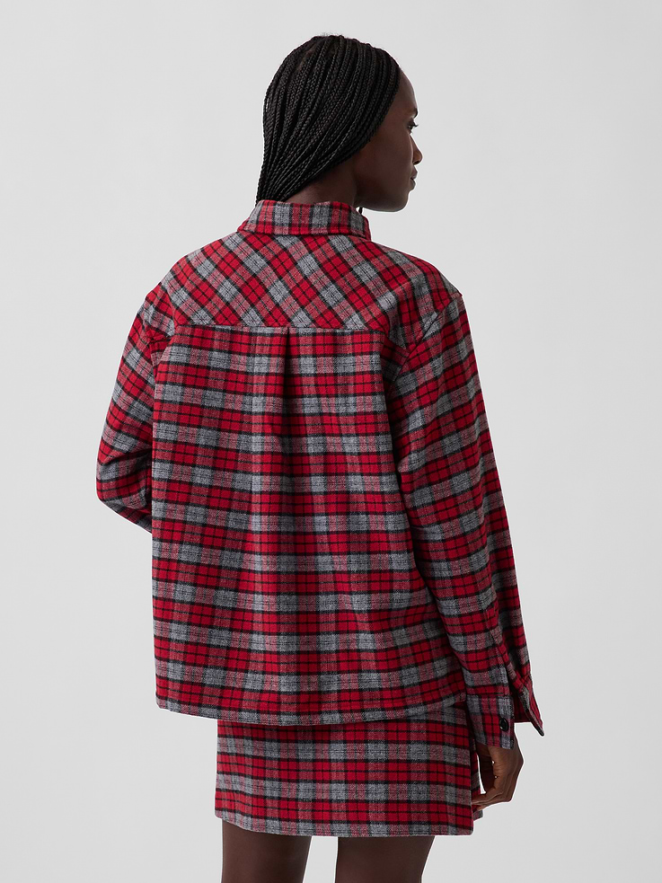 Image 3 de 5, Veste-chemise en mélange de laine à carreaux