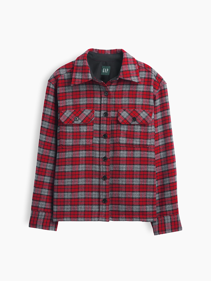Image 5 de 5, Veste-chemise en mélange de laine à carreaux