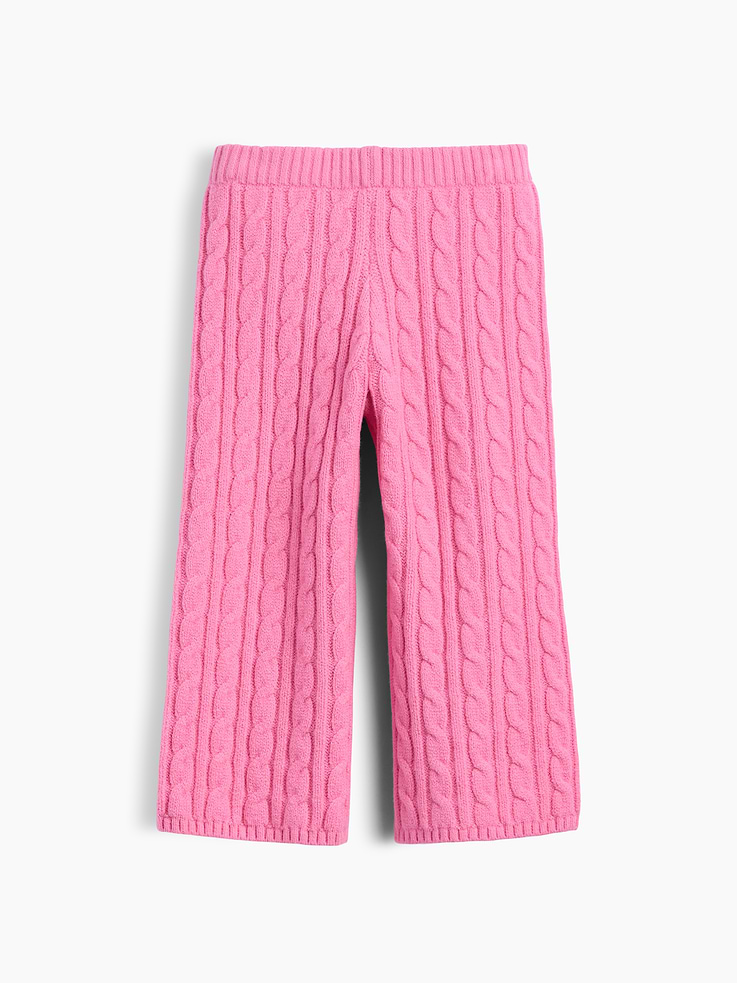 Image 2 of 4, Baby & Toddler CashSoft Cable-Knit Wide-Leg Pants