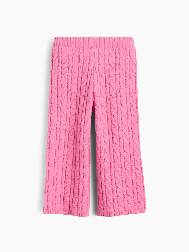 Image 3 of 4, Baby & Toddler CashSoft Cable-Knit Wide-Leg Pants