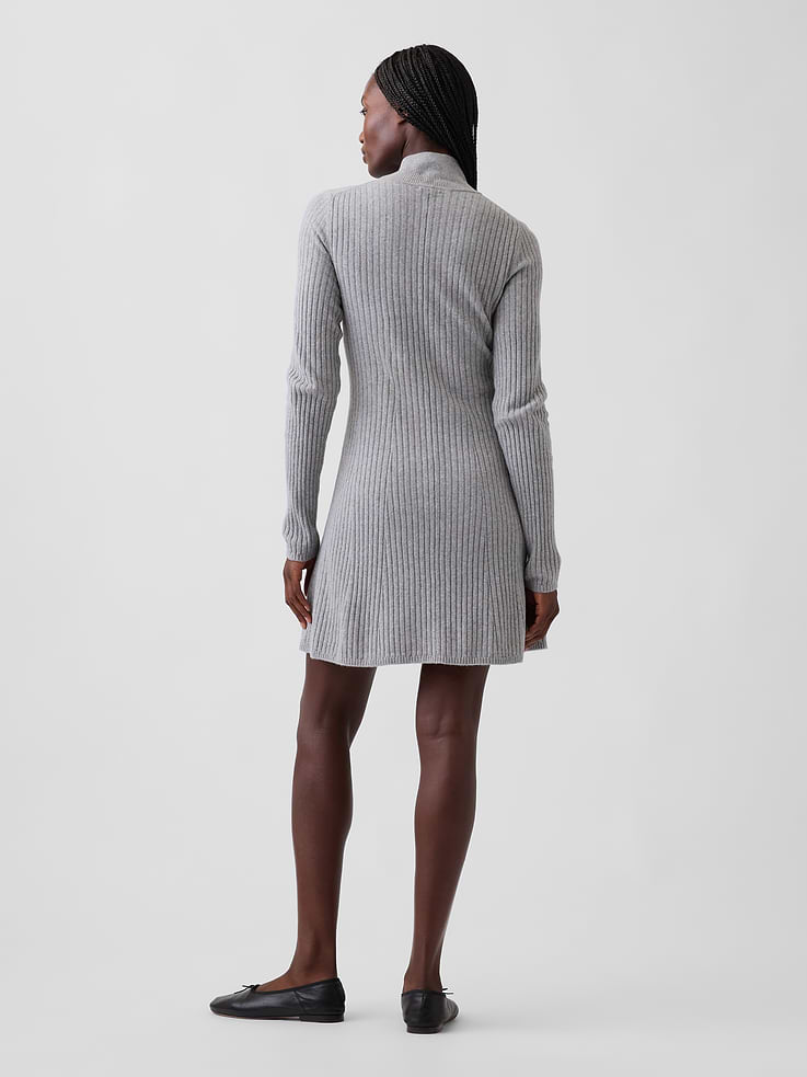Image 2 of 5, CashSoft Rib Turtleneck Sweater Mini Dress