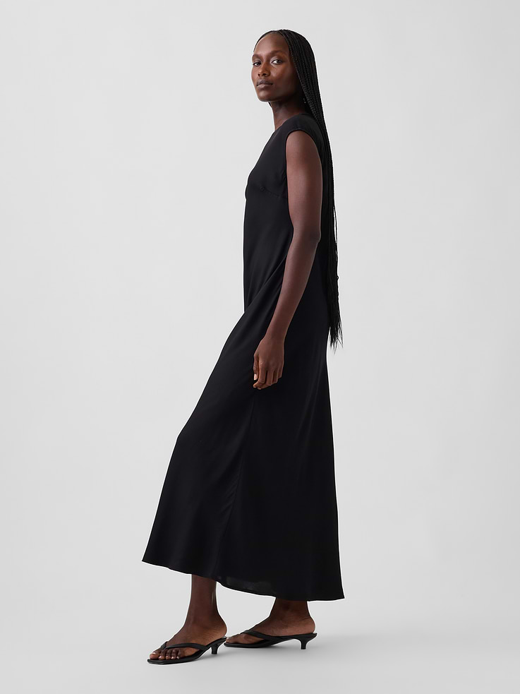 Image 3 of 5, Cap-Sleeve Maxi Slip Dress