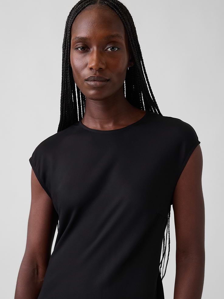 Image 4 of 5, Cap-Sleeve Maxi Slip Dress