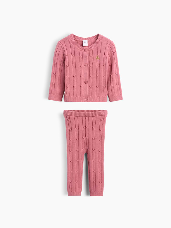 Baby Cable-Knit Cardigan Sweater Outfit Set