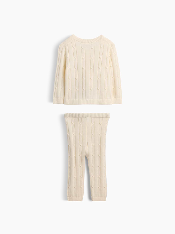 Image 2 of 3, Baby Cable-Knit Cardigan Sweater Outfit Set
