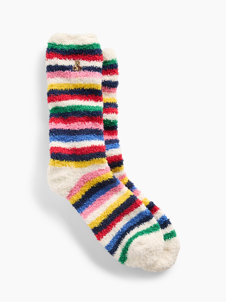 Image 1 of 2, Soft, stretch cozy knit crew socks., Embroidered Brannan Bear at sides., Reinforced toe and heel., Explore the Gap Gift Shop ., This product was made in a factory that invests in gender equity and women’s empowerment through RISE. Learn more at gapinc.com/equity ., Product #1185710