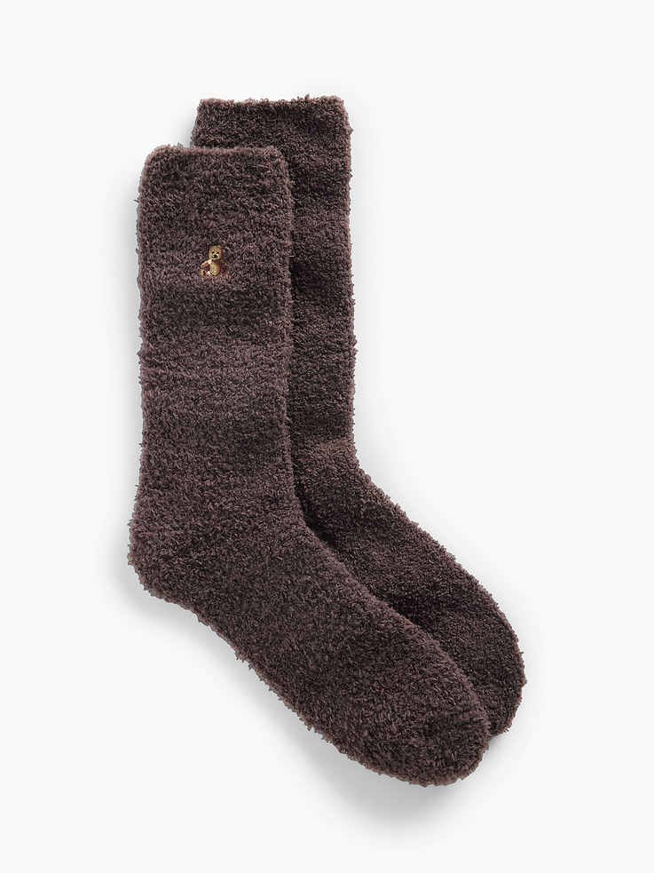 Image 1 of 2, Soft, stretch cozy knit crew socks., Embroidered Brannan Bear at sides., Reinforced toe and heel., This product was made in a factory that invests in gender equity and women’s empowerment through RISE. Learn more at gapinc.com/equity ., Product #1185710