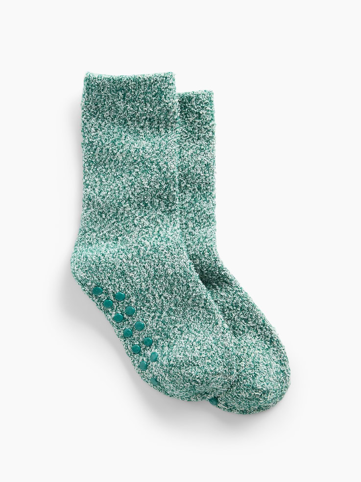 Image 1 of 2, Soft, stretch cozy knit crew socks., Reinforced toe and heel., Gripper dots at sole., This product was made in a factory that invests in gender equity and women’s empowerment through RISE. Learn more at gapinc.com/equity ., Product #1185869