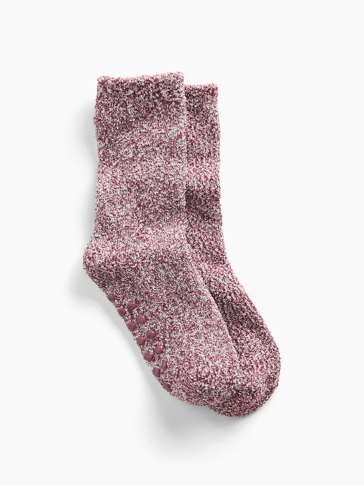 Image 1 of 2, Soft, stretch cozy knit crew socks., Reinforced toe and heel., Gripper dots at sole., This product was made in a factory that invests in gender equity and women’s empowerment through RISE. Learn more at gapinc.com/equity ., Product #1185874