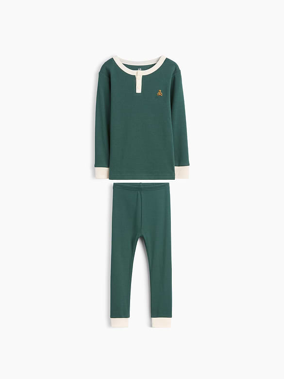 Baby & Toddler Organic Brushed Cotton Henley PJ Set