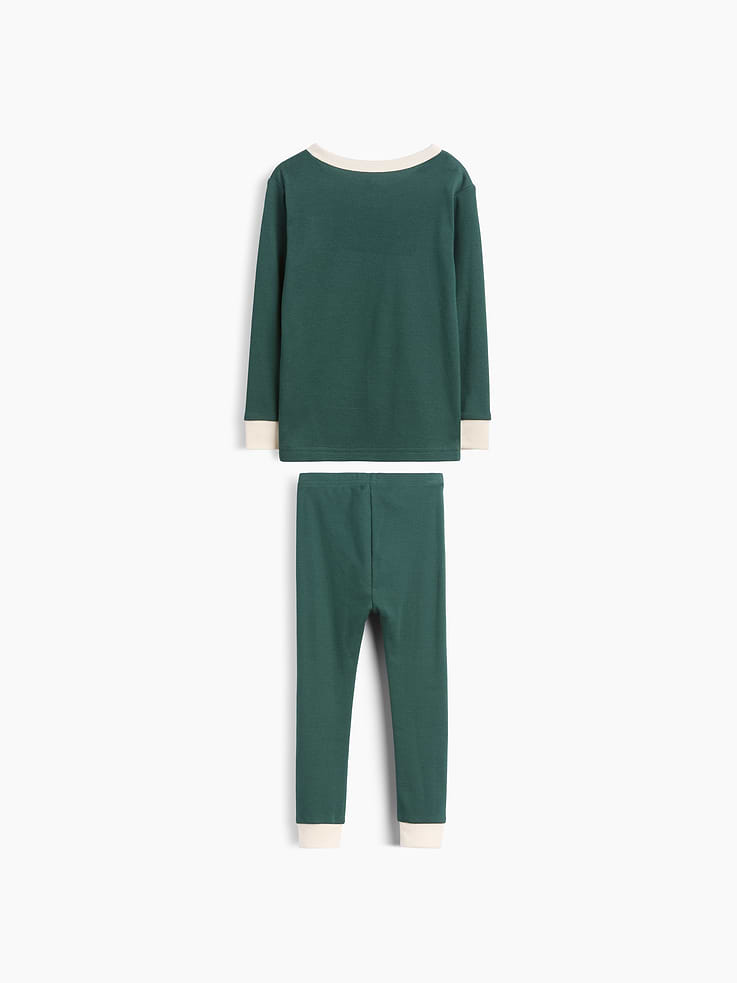 Image 2 of 2, Baby & Toddler Organic Brushed Cotton Henley PJ Set