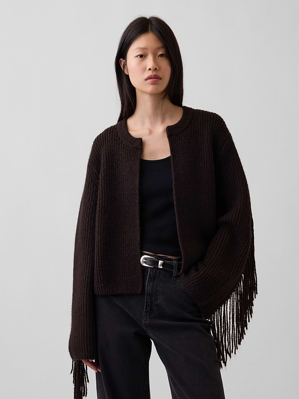 Relaxed Fringe Sweater Cardigan