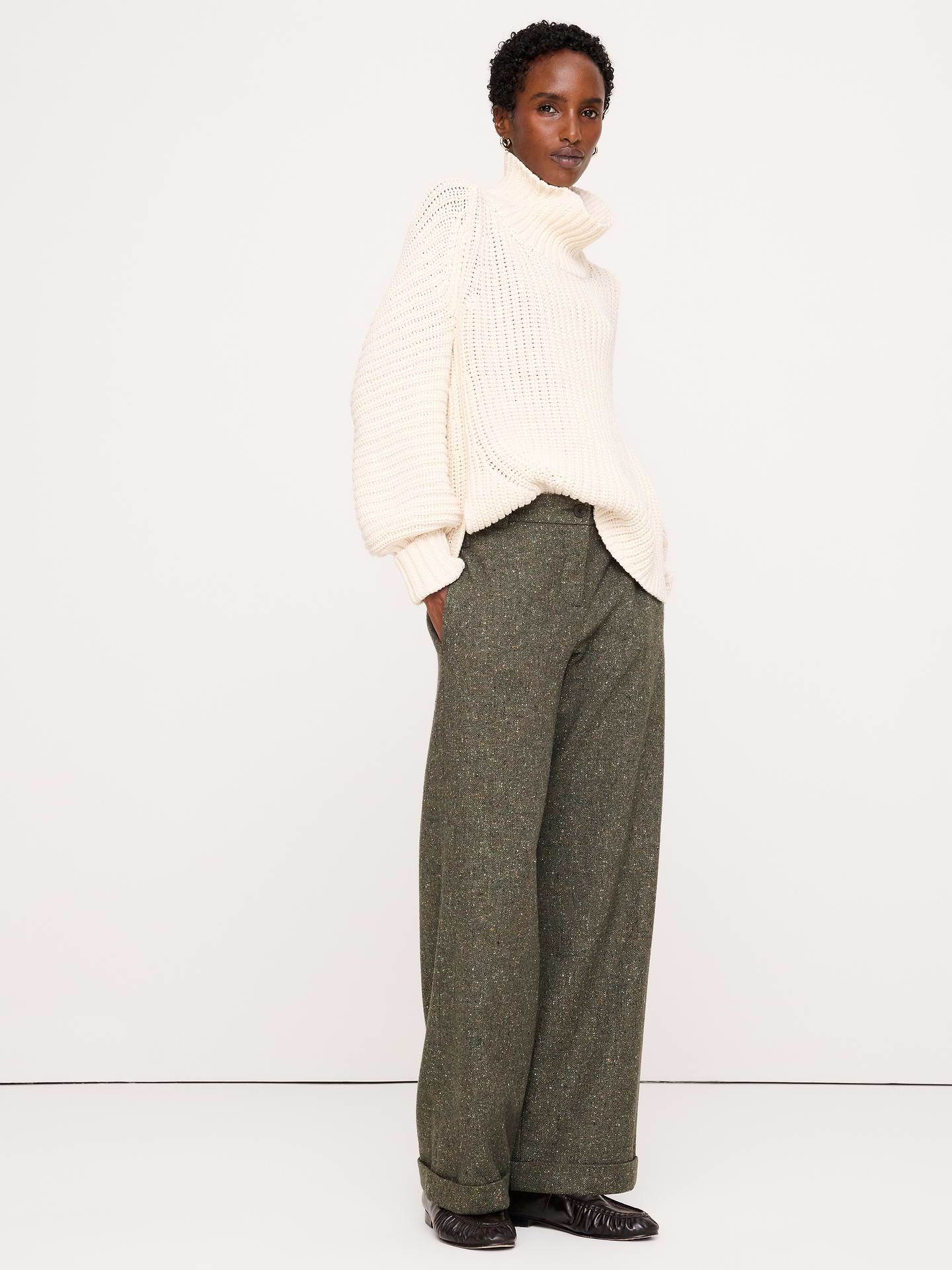 Image 6 de 6, Pantalon Boyfriend en donegal italien