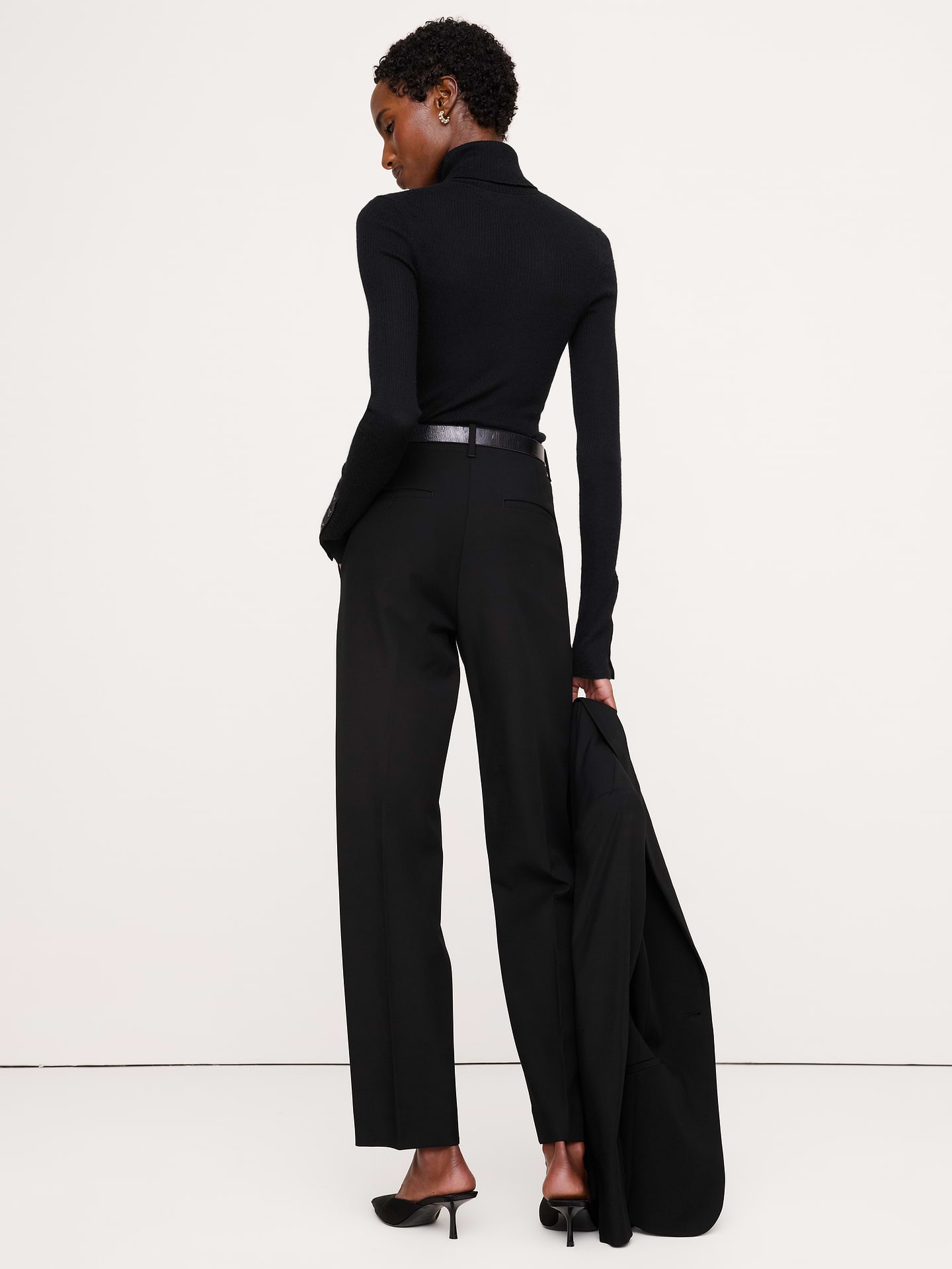 Image 8 de 8, Pantalon moderne étroit à taille haute en tissu urbain extensible longueur cheville