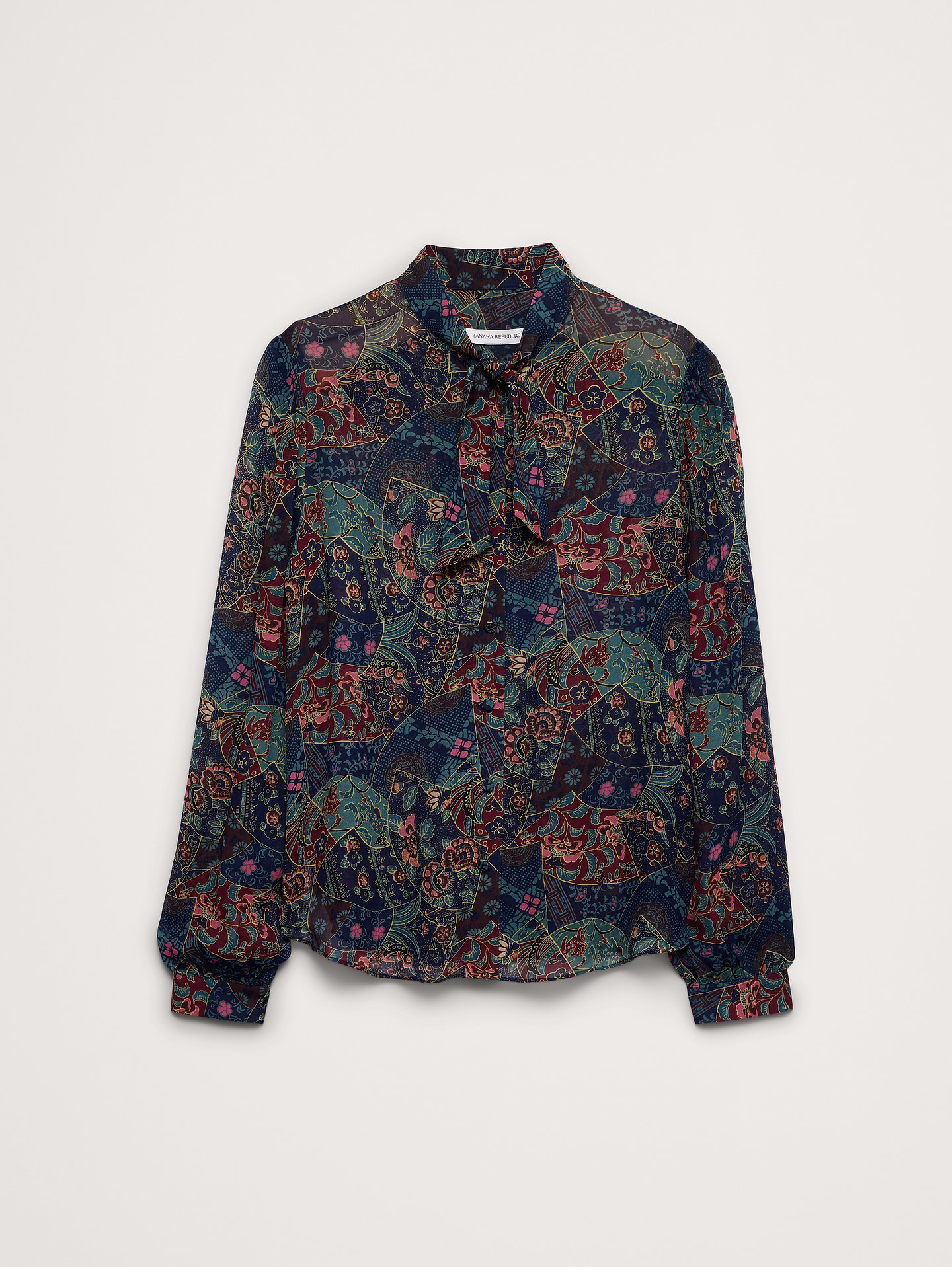 Image 4 of 6, Georgette Tie-Neck Blouse