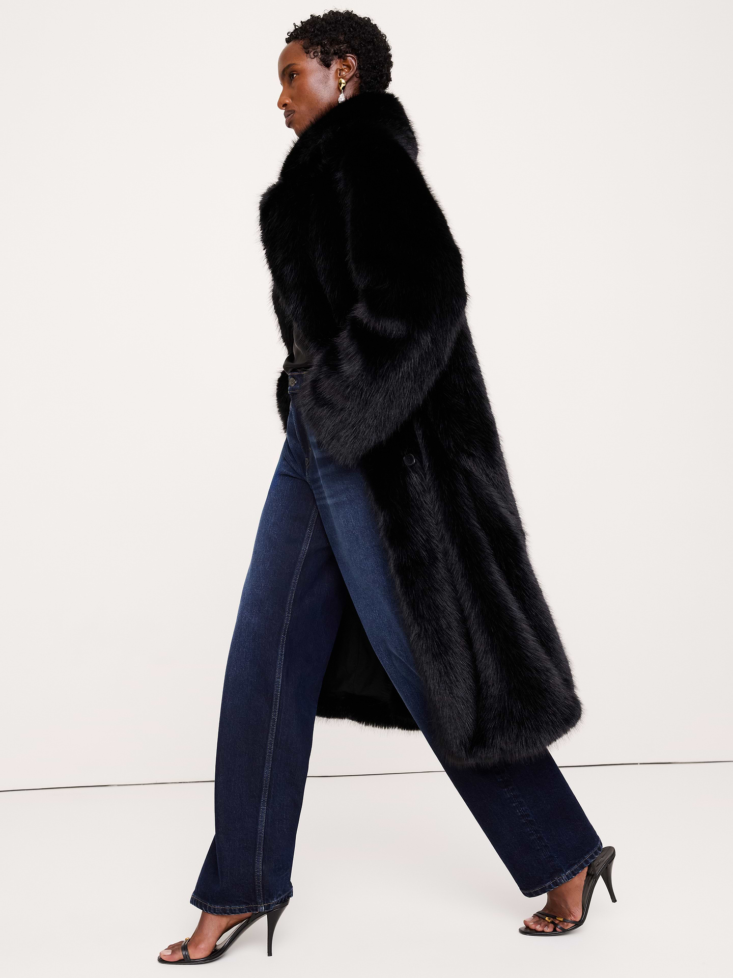Image 8 of 8, Faux Fur Long Coat