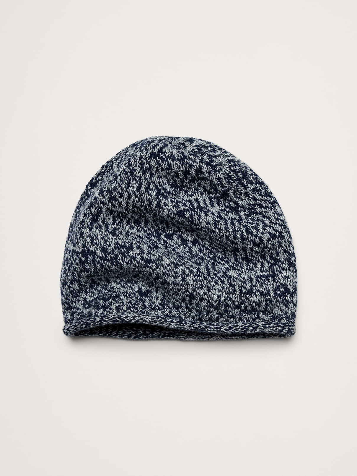 Marled Merino-Cotton Rolled Beanie