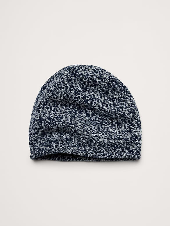 Marled Merino-Cotton Rolled Beanie