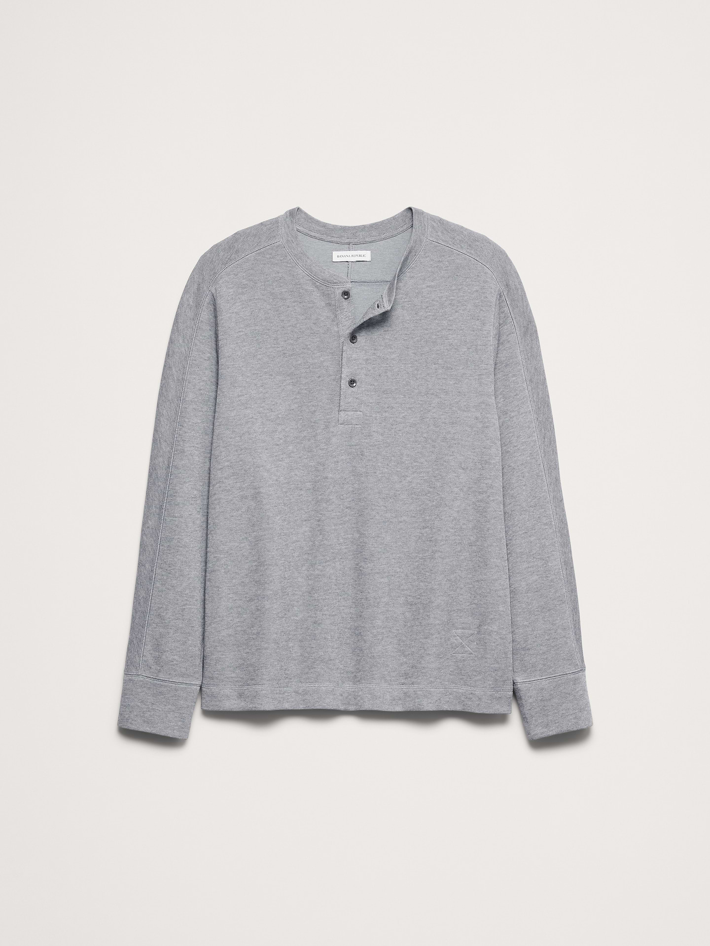 Image 4 of 4, Slub Double-Knit Henley T-Shirt