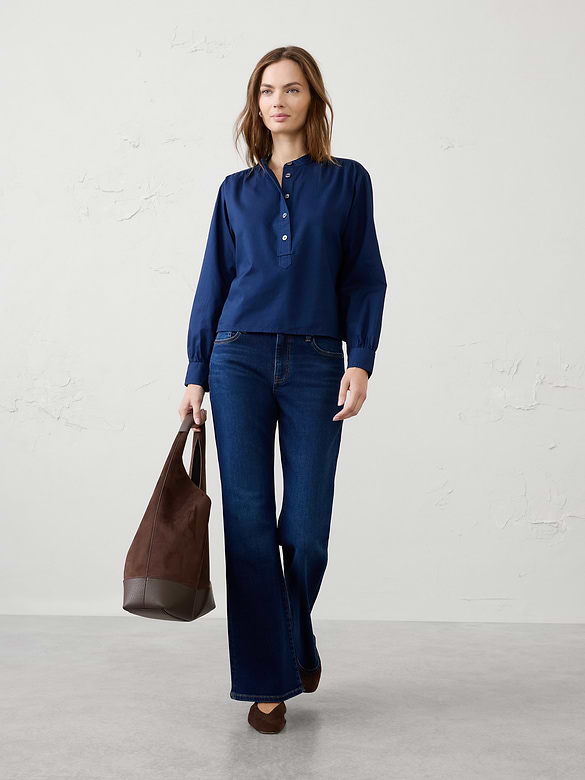 Oxford Half-Placket Top