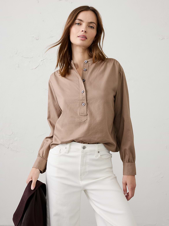 Oxford Half-Placket Top