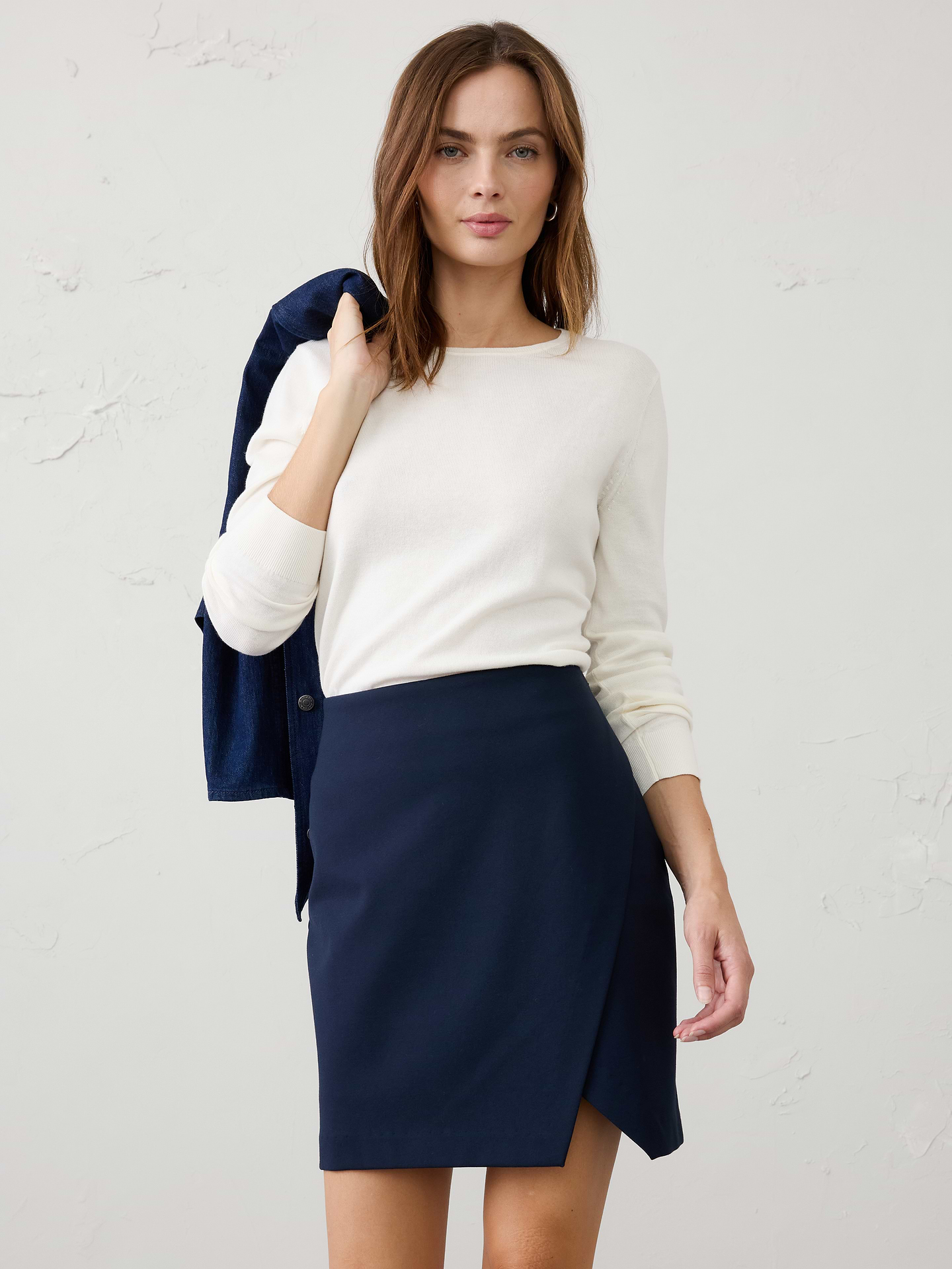Image 3 of 8, Overlap Ponte Mini Skirt