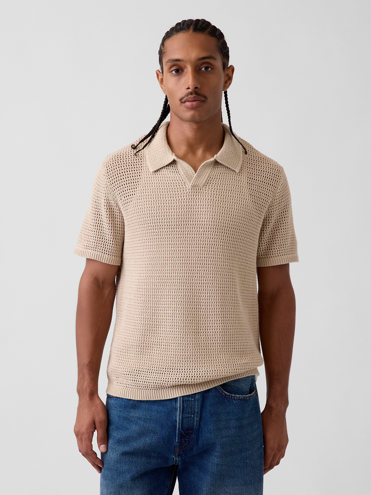 Mesh Polo Sweater Shirt