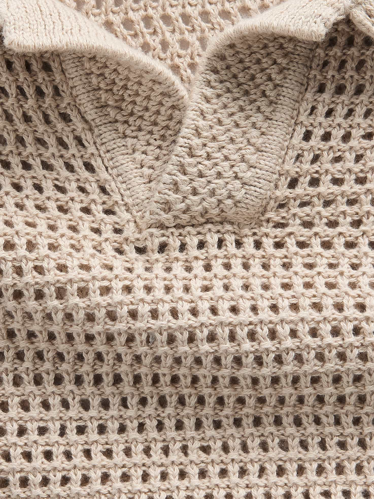 Image 4 of 5, Mesh Polo Sweater Shirt